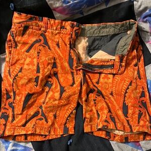 Vibrant Orange Patterned Shorts